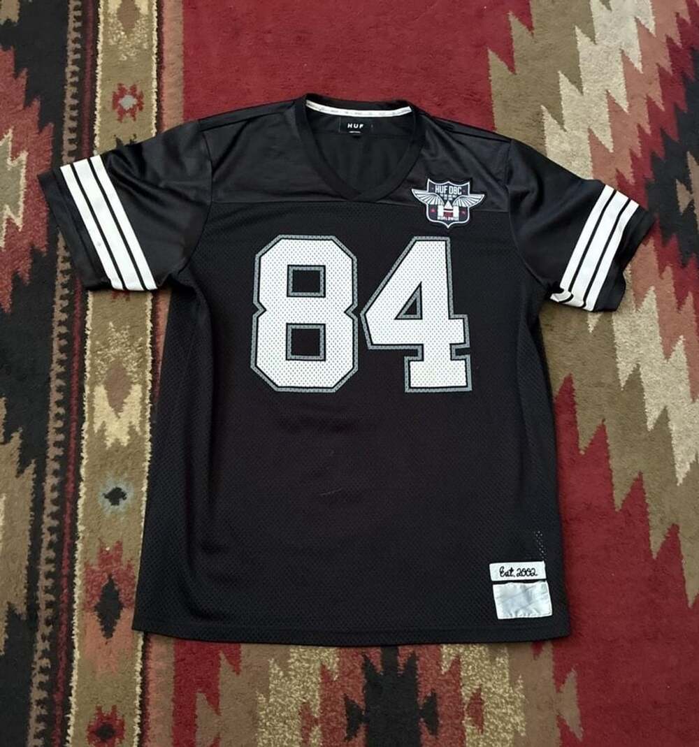 HUF DBC Worldwide #84 Black Football Jersey Size XL